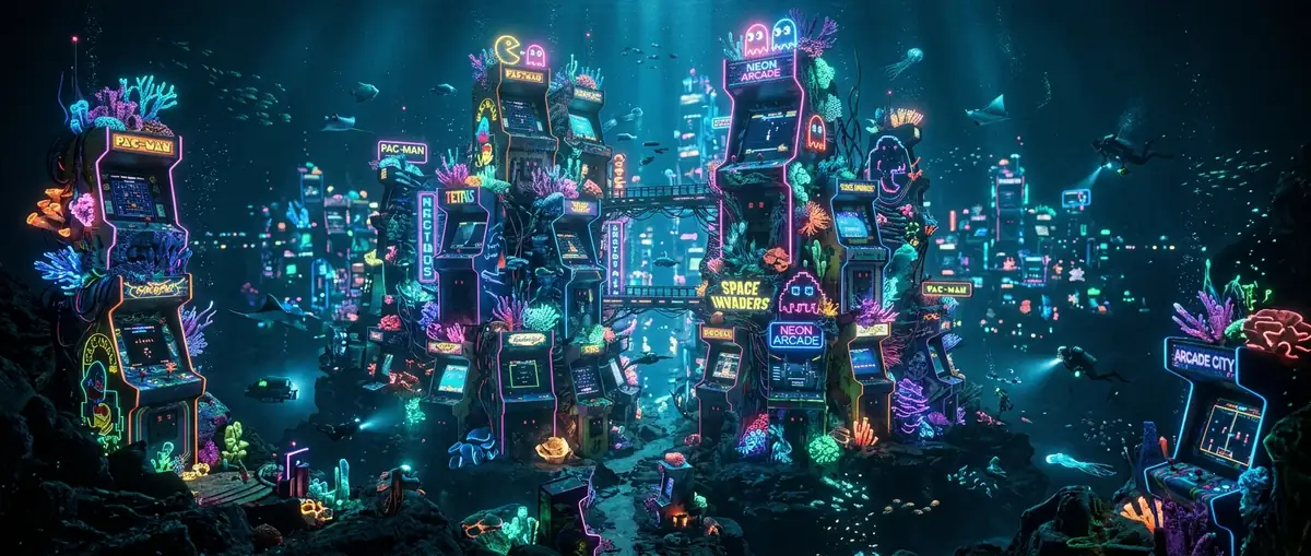 Bioluminescent underwater arcade city